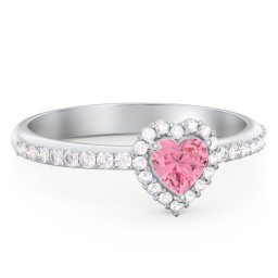 Halo Heart Ring with Accented Band