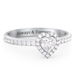 Halo Heart Ring with Accented Band