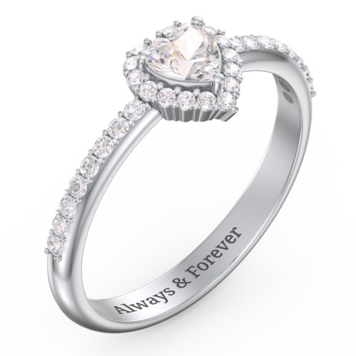 Halo Heart Ring with Accented Band