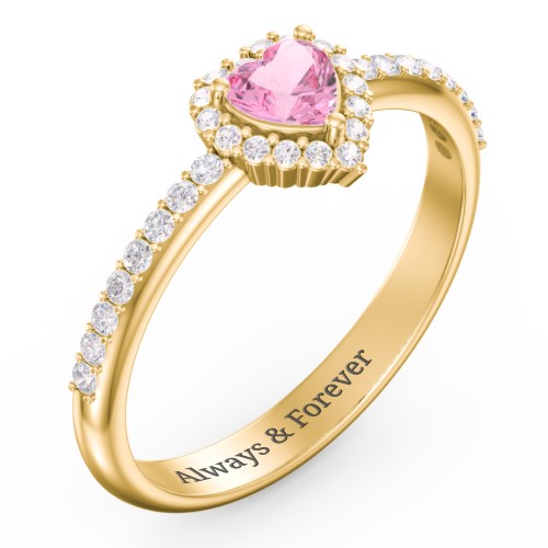 Halo Heart Ring with Accented Band