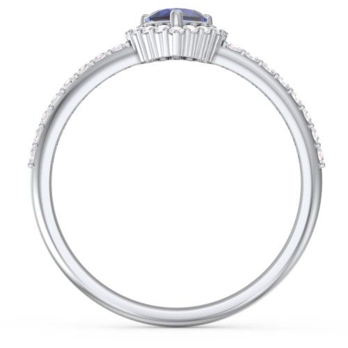 Halo Heart Ring with Accented Band