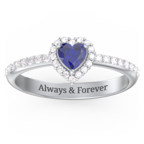 Halo Heart Ring with Accented Band