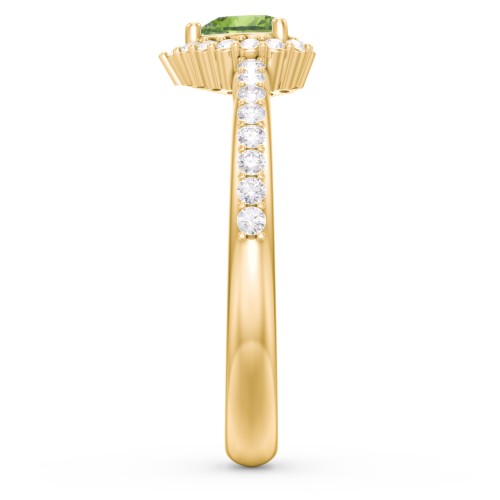 Halo Heart Ring with Accented Band – 18K Gold Plated Silver with Peridot and White Premium Zirconia
