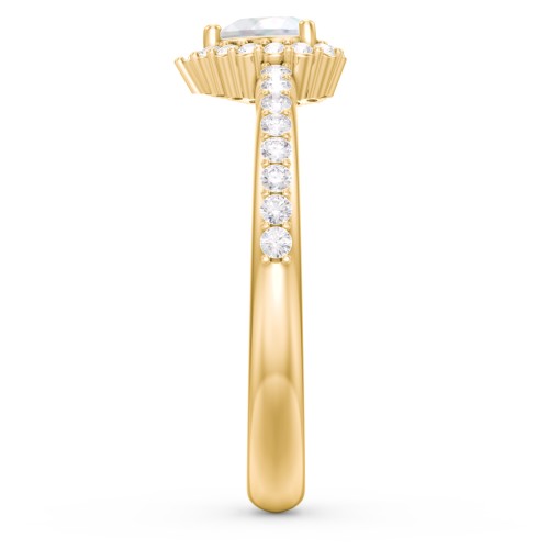 Halo Heart Ring with Accented Band – 18K Gold Plated Silver with Opal and White Premium Zirconia