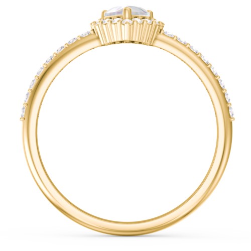 Halo Heart Ring with Accented Band – 18K Gold Plated Silver with Opal and White Premium Zirconia