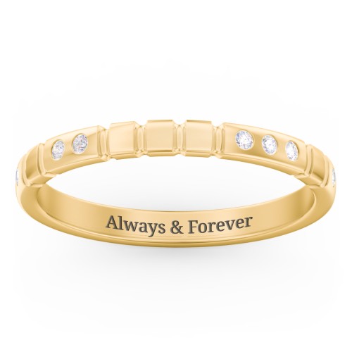 "Love" Morse Code Ring with Accents – 10K Yellow Gold with Diamond