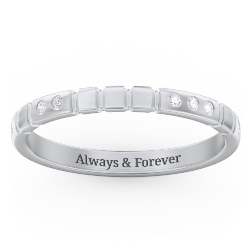 "Love" Morse Code Ring with Accents – Sterling Silver with White Premium Zirconia