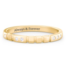 "Love" Morse Code Ring with Accents in 10K Solid Yellow Gold with Diamond