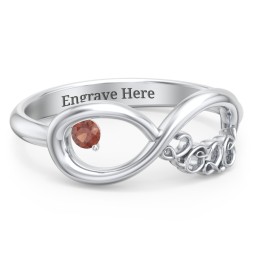 2020 Infinity Ring with Birthstone in 925 Sterling Silver with Garnet