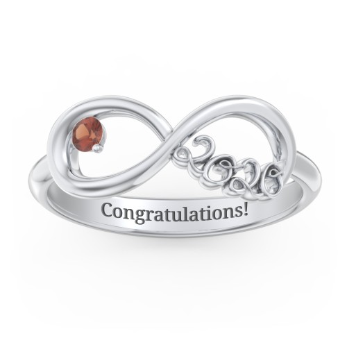 2020 Infinity Ring with Birthstone – Sterling Silver with Garnet
