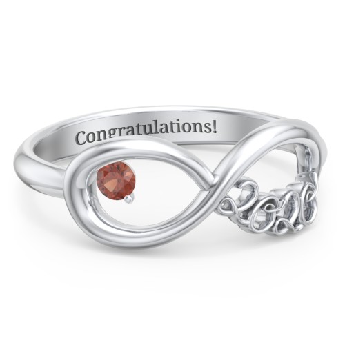 2020 Infinity Ring with Birthstone – Sterling Silver with Garnet
