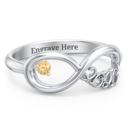 2020 Infinity Ring with Birthstone in 925 Sterling Silver with Citrine
