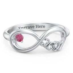 2021 Infinity Ring with Birthstone in 925 Sterling Silver with Ruby