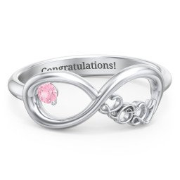 2021 Infinity Ring with Birthstone in 925 Sterling Silver with Pink Tourmaline