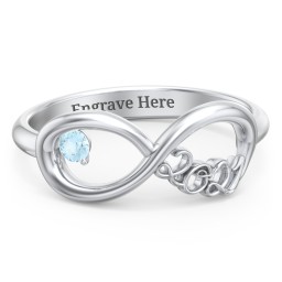 2021 Infinity Ring with Birthstone in 925 Sterling Silver with Blue Topaz