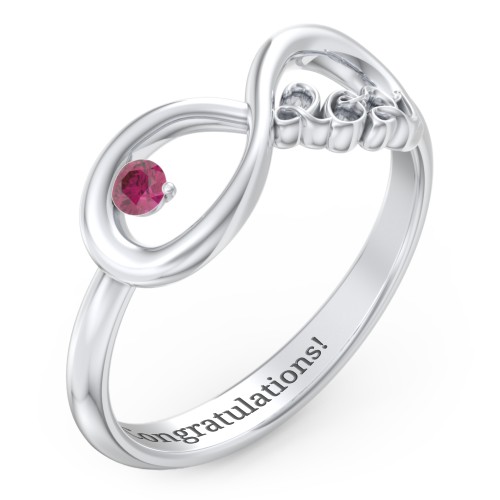2021 Infinity Ring with Birthstone – Sterling Silver with Ruby