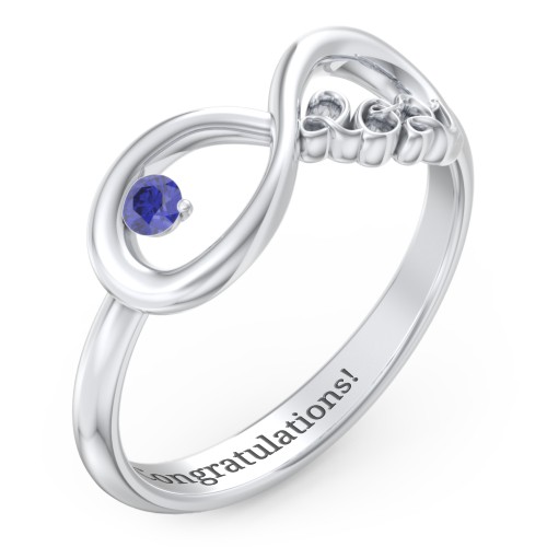 2021 Infinity Ring with Birthstone – Sterling Silver with Blue Sapphire
