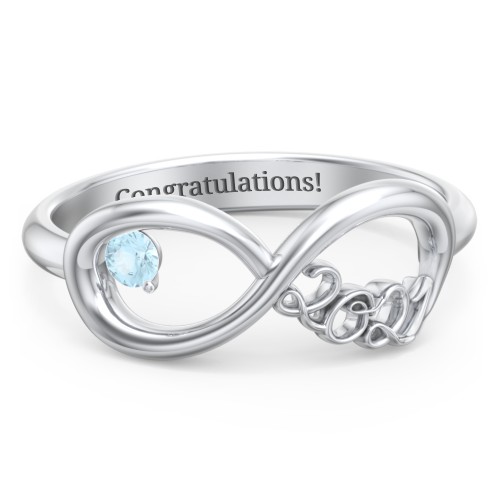 2021 Infinity Ring with Birthstone – Sterling Silver with Blue Topaz