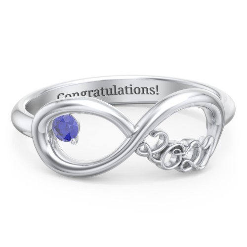 2021 Infinity Ring with Birthstone – Sterling Silver with Blue Sapphire