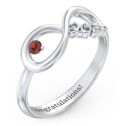 2022 Infinity Ring with Birthstone – Sterling Silver with Garnet