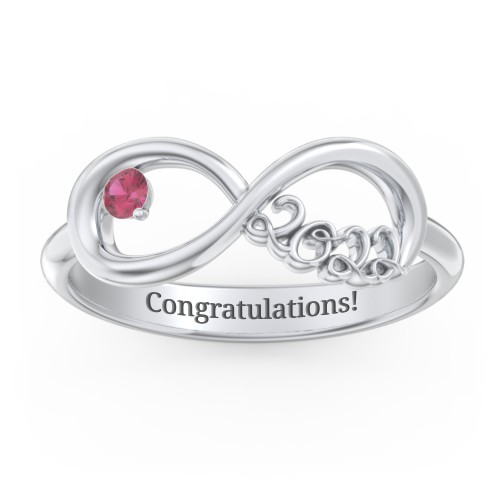 2022 Infinity Ring with Birthstone – 10K White Gold with Ruby
