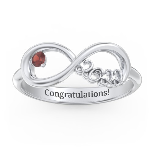 2022 Infinity Ring with Birthstone – Sterling Silver with Garnet