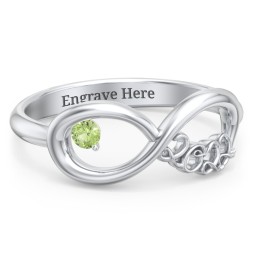 2022 Infinity Ring with Birthstone in 925 Sterling Silver with Peridot