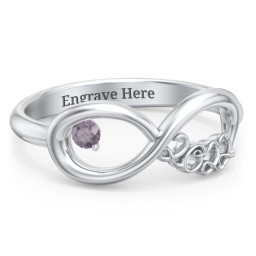 2022 Infinity Ring with Birthstone in 925 Sterling Silver with Alexandrite