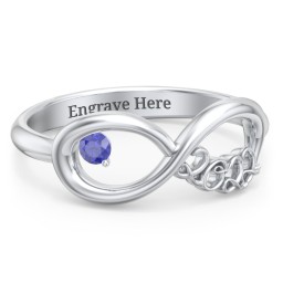 2022 Infinity Ring with Birthstone in 925 Sterling Silver with Blue Sapphire
