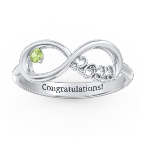 2022 Infinity Ring with Birthstone – Sterling Silver with Peridot