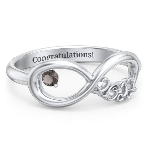 2022 Infinity Ring with Birthstone – Sterling Silver with Smokey Quartz