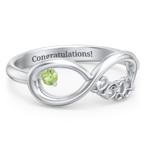 2022 Infinity Ring with Birthstone – Sterling Silver with Peridot