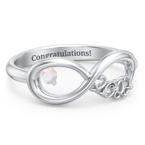 2022 Infinity Ring with Birthstone – Sterling Silver with Opal