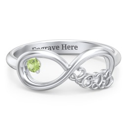 2023 Infinity Ring with Birthstone in 925 Sterling Silver with Peridot