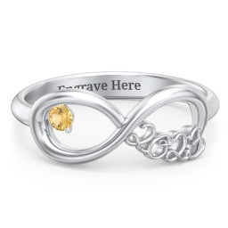 2023 Infinity Ring with Birthstone in 925 Sterling Silver with Citrine
