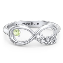 2023 Infinity Ring with Birthstone in 925 Sterling Silver with Peridot
