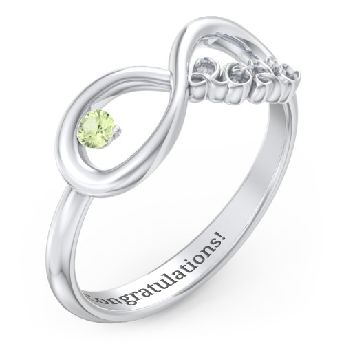 2023 Infinity Ring with Birthstone – Sterling Silver with Peridot