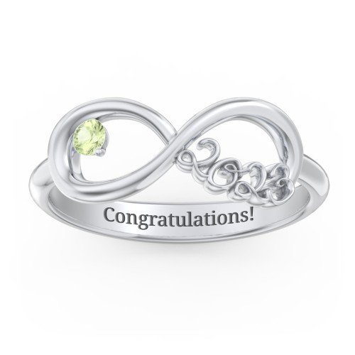 2023 Infinity Ring with Birthstone – Sterling Silver with Peridot