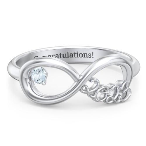 2023 Infinity Ring with Birthstone – Sterling Silver with Aquamarine