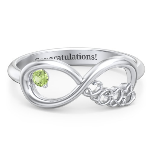 2023 Infinity Ring with Birthstone – Sterling Silver with Peridot