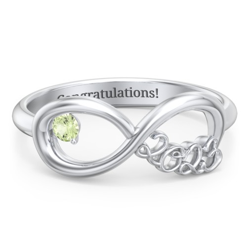 2023 Infinity Ring with Birthstone – Sterling Silver with Peridot