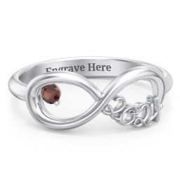 2024 Infinity Ring with Birthstone in 925 Sterling Silver with Garnet