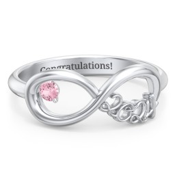 2024 Infinity Ring with Birthstone in 925 Sterling Silver with Pink Tourmaline