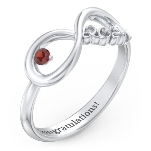 2024 Infinity Ring with Birthstone – Sterling Silver with Garnet