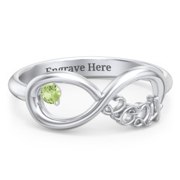 2024 Infinity Ring with Birthstone in 925 Sterling Silver with Peridot