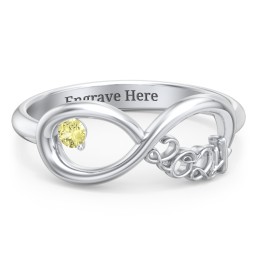 2024 Infinity Ring with Birthstone in 925 Sterling Silver with Citrine