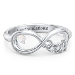 2024 Infinity Ring with Birthstone in 925 Sterling Silver with Opal