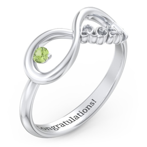2024 Infinity Ring with Birthstone – Sterling Silver with Peridot
