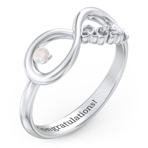 2024 Infinity Ring with Birthstone – Sterling Silver with Opal