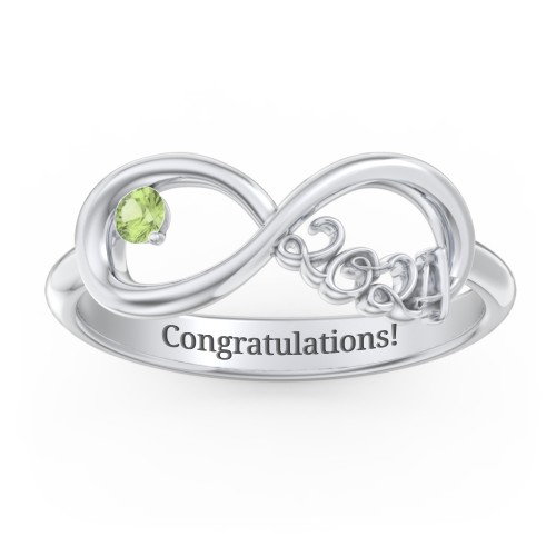 2024 Infinity Ring with Birthstone – Sterling Silver with Peridot